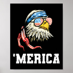 Poster Em julho, Merica Usa Flag Bald Eagle Patriotic Vet