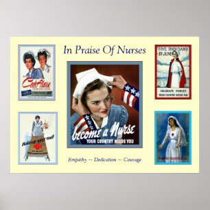 Poster Em louvor da enfermeira do vintage do ~ das