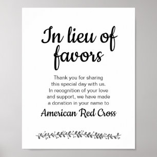 Poster Em Lugar de Favores Doação de Caridade Sinal de Ca