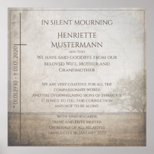 Poster Em luto silencioso - árvore na colheita de prados