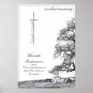 Poster Em luto silencioso - árvore no prado