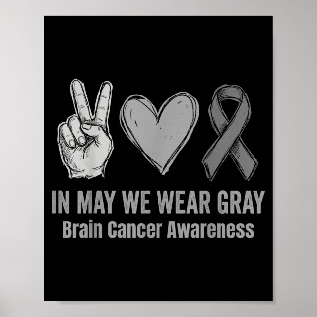Poster em Maio Use Cinza Conscientização sobre Tumor Cere (Frente)