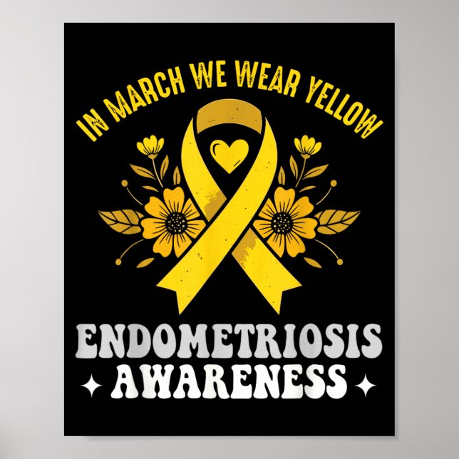 Poster em Março Usamos Amarelo Conscientização da Endomet (Frente)