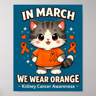 Poster Em março usamos laranja conscientização do câncer 
