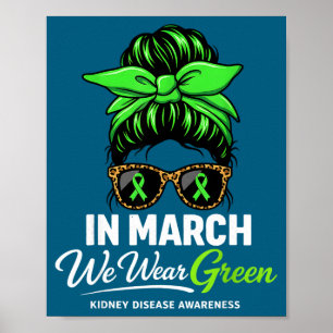 Poster Em março usamos verde doença renal consciência des