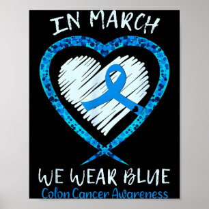 Poster Em março use azul para conscientização do câncer d