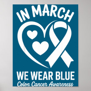 Poster Em março use azul para conscientização do câncer d