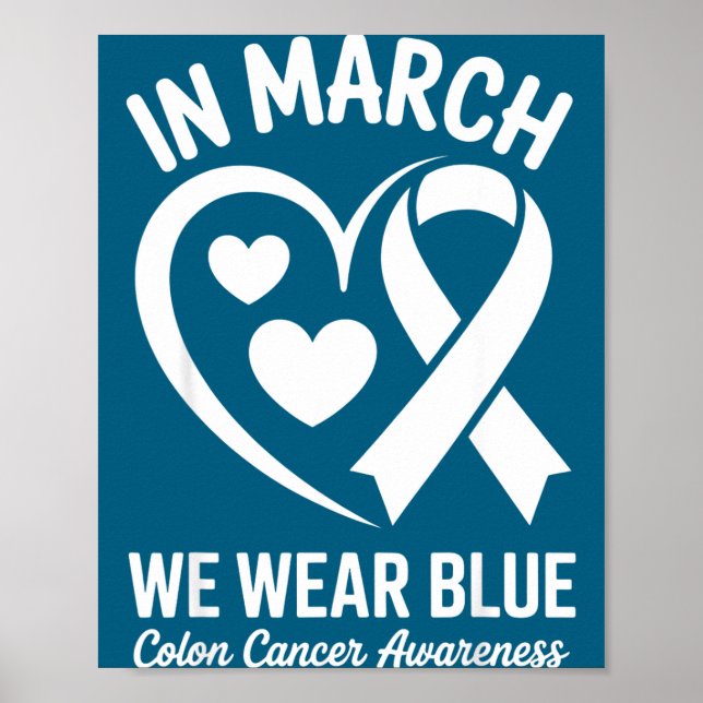 Poster Em março use azul para conscientização do câncer d (Frente)