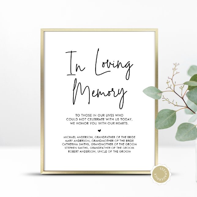 Poster Em Memória Adorável, Mesa Memorial De Casamento (In Loving Memory, Wedding Memorial Table Sign, Forever In Our Hearts, Digital Download, Printed)