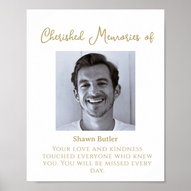 Poster Em Memória Adorável, Sinal De Casamento Elegante (Frente)