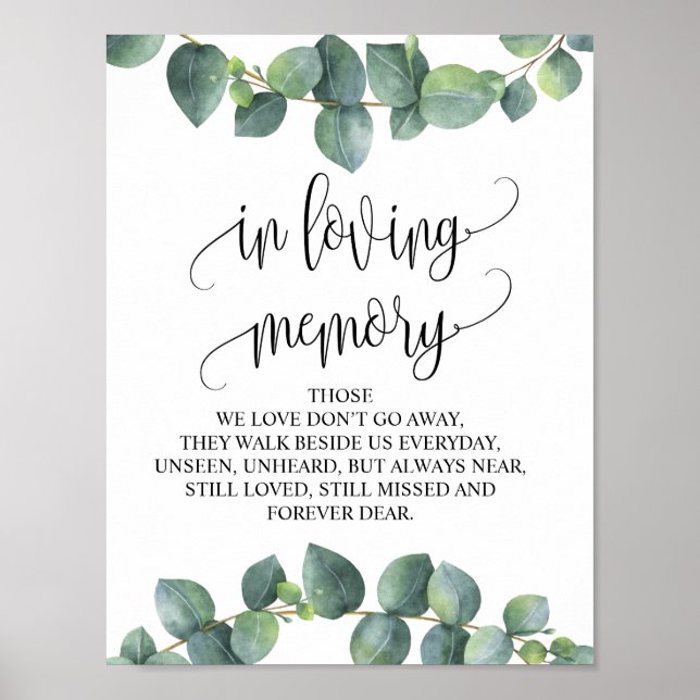 Poster Em memória amorosa Sinal de Mesa de Memorial de Ca (Frente)