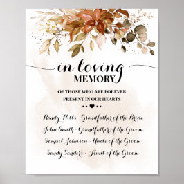 Poster Em memória carinhosa Lembrança Outono Casamento de