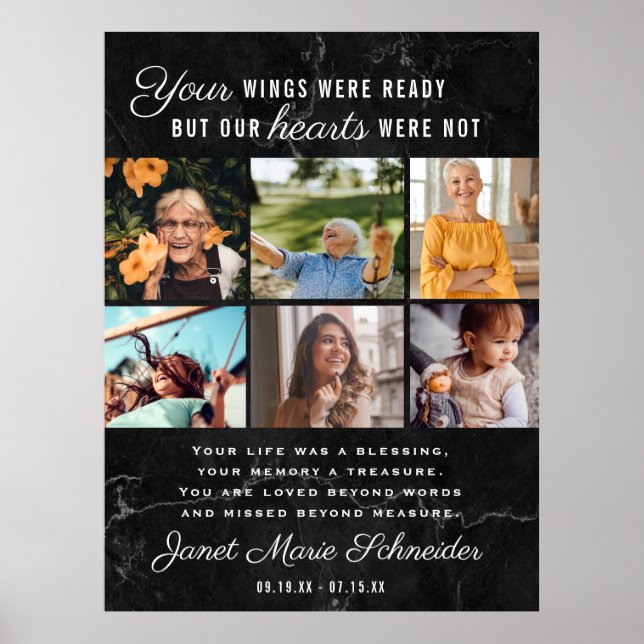 Poster Em memória de amor | 6 Funerais de colagem de foto (Frente)