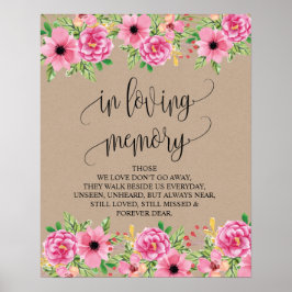 Pôster Em memória Sinal de mesa de memorial de casamento 