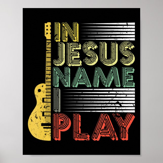 Poster Em nome de Jesus, eu toco guitarra, música cristã (Frente)
