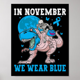 Poster Em novembro, Vestimos Blue Diabetes Trex Dino Kids