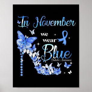 Poster Em novembro Vestimos Borboletas Azuis Diabetes Awa