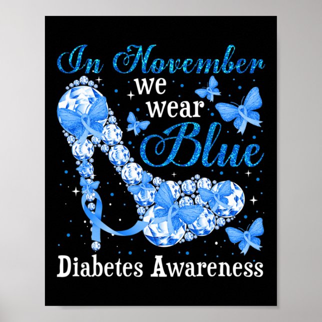 Poster Em novembro Vestimos Borboletas Azuis Diabetes Awa (Frente)