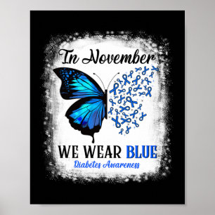 Poster Em novembro Vestimos Borboletas Azuis Diabetes Awa