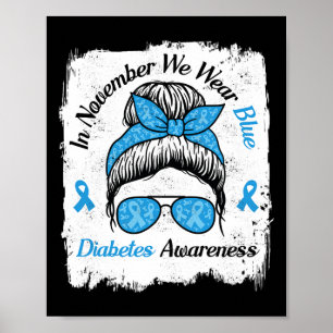 Poster Em novembro, Vestimos Diabetes Azul Do Tipo Cabelo
