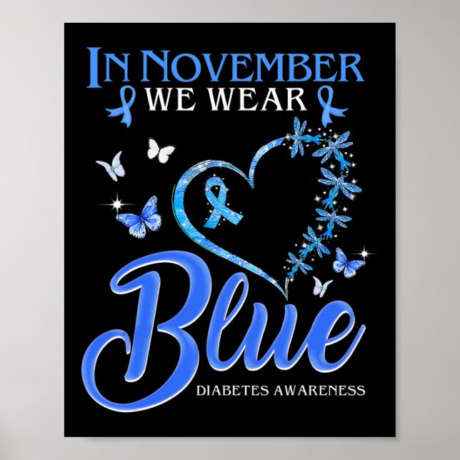 Poster Em novembro Vestimos Diabetes de Borboleta Azul (Frente)