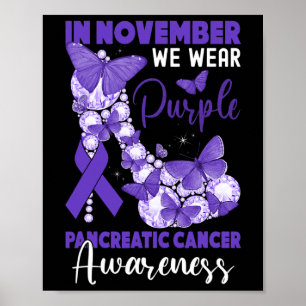 Poster Em novembro Vestimos o Câncer de pâncreas Roxo Alt