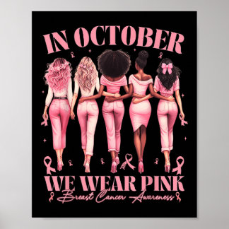 Poster Em Outubro Usamos Laço Rosa Conscientização do Cân