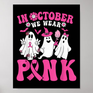 Poster Em Outubro Usamos Rosa Conscientização do Câncer d