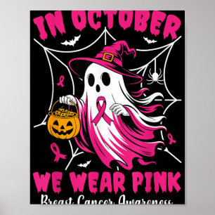 Poster Em outubro Vestimos Cancer de Mama de Bruxas Fanta
