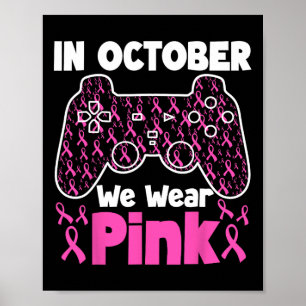 Poster Em outubro Vestimos Crianças De Jogos De Cancer Ro