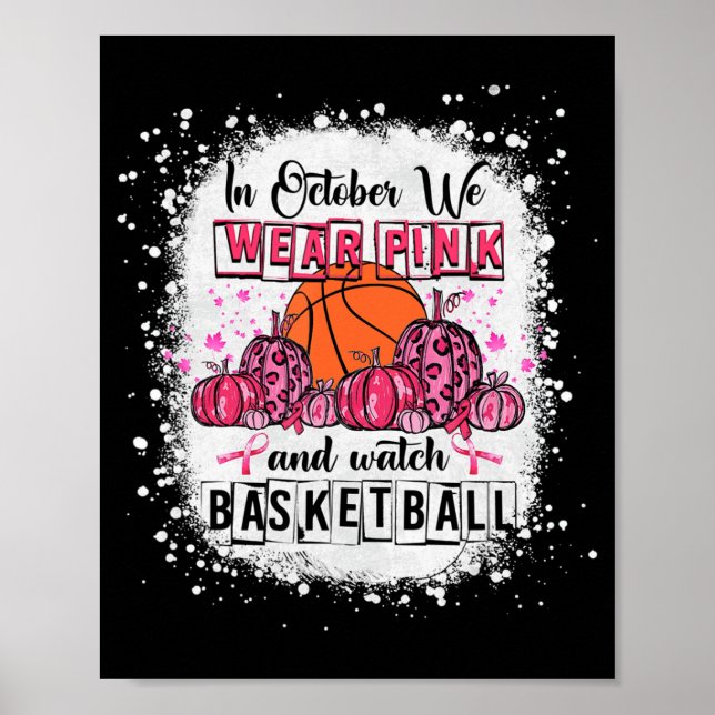 Poster Em outubro vestimos o Cancer A de basquete rosa (Frente)
