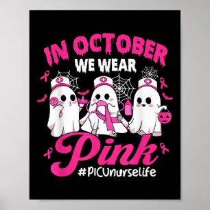 Poster Em outubro Vestimos Picu Rosa Enfermeira A Mama A