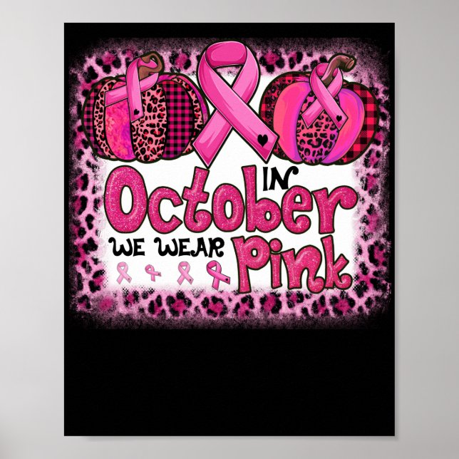 Poster Em outubro, Vestimos Pumpkin De Leopardo Rosa (Frente)