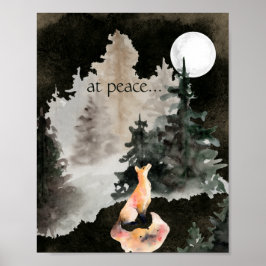 Poster em paz ~ Fox e Full Moon Woodland