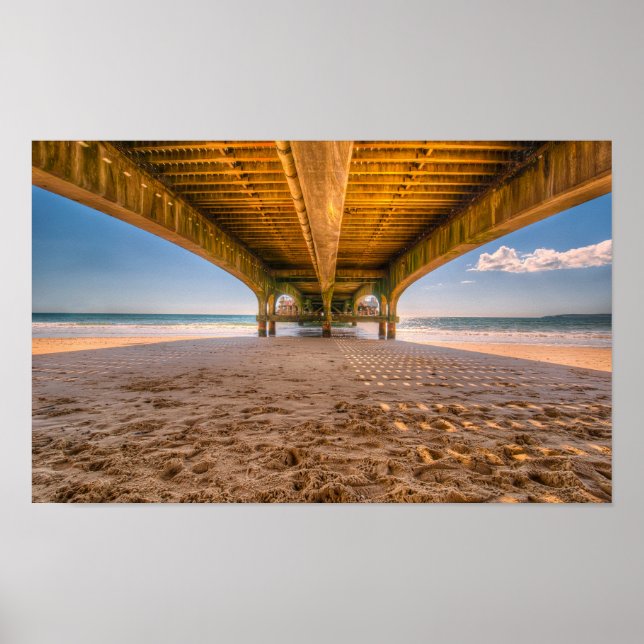 Poster Em Pier, Areia, Praia, Oceano, Pegadas (Frente)