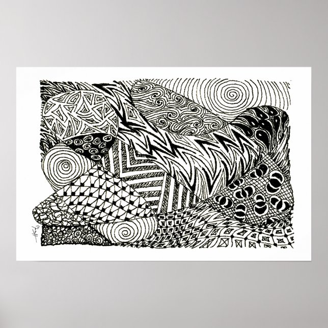 Poster em preto e branco - Abstrato Manatee (Frente)