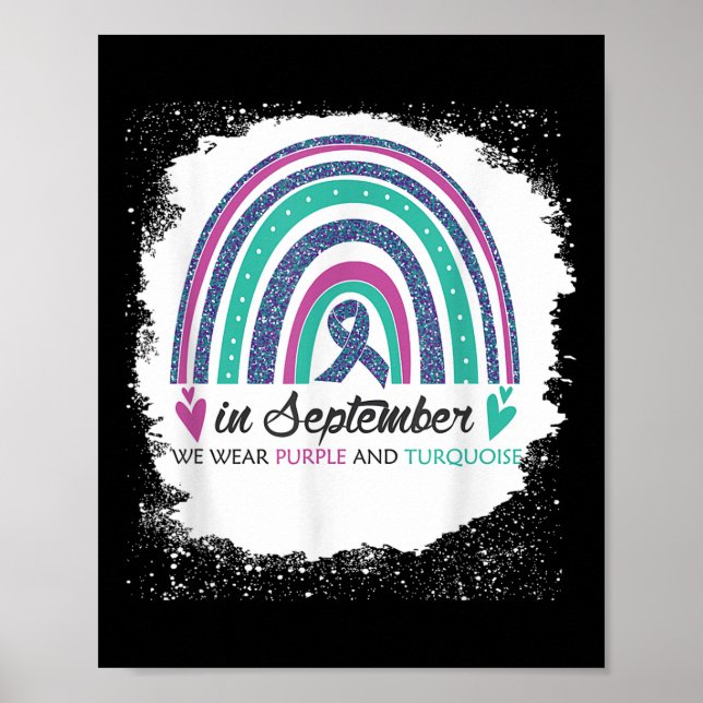 Poster Em Setembro Nós Usamos Roxo & Azul Turquesa Suic (Frente)
