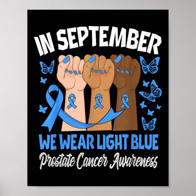 Poster Em setembro Vestimos O Cancer Da Próstata Azul Cla (Frente)