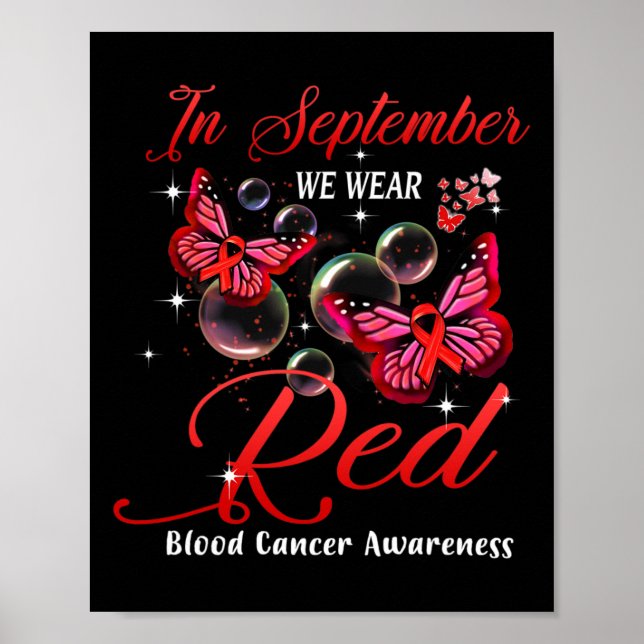 Poster Em setembro Vestimos O Cancer De Sangue Da Borbole (Frente)