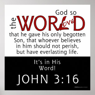 Pôster Em Sua Escritura Do Word-John 3:16