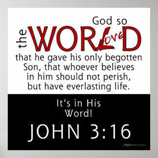 Pôster Em Sua Escritura Do Word-John 3:16