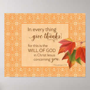 Poster Em Todas As Coisas Dão Obrigados, 1 Coisa. 5:18