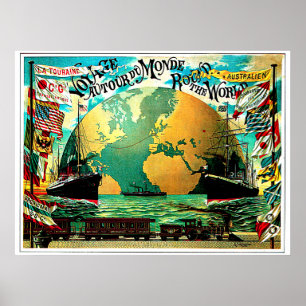 Poster Em todo o mundo viagens vintage da viagem