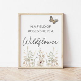 Poster Em um campo de rosas Boho Wildflower Girl Nursery