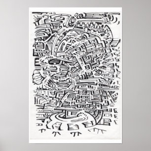 Poster Em um Entre-Lugar, desenho de tinta índia