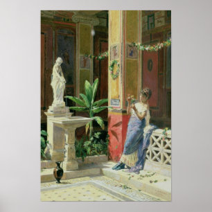 Poster Em um pátio em Pompeii, 1878