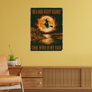 Poster Em Uma Estrada Escura do Deserto Halloween Bruxa
