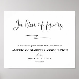Poster Em vez de favores, sinalize com Placa de Mesa com 