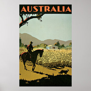 Poster Em viagens vintage de Austrália do ~ de The Sun