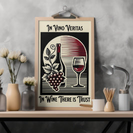 Poster Em Vino Veritas Art Deco Red and Black Wine Dizend